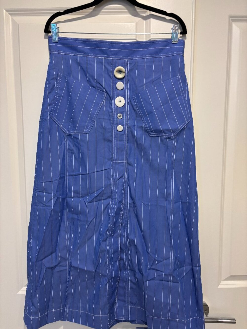 NWT Cute Ellery Striped Skirt, Button Detail US Size 8